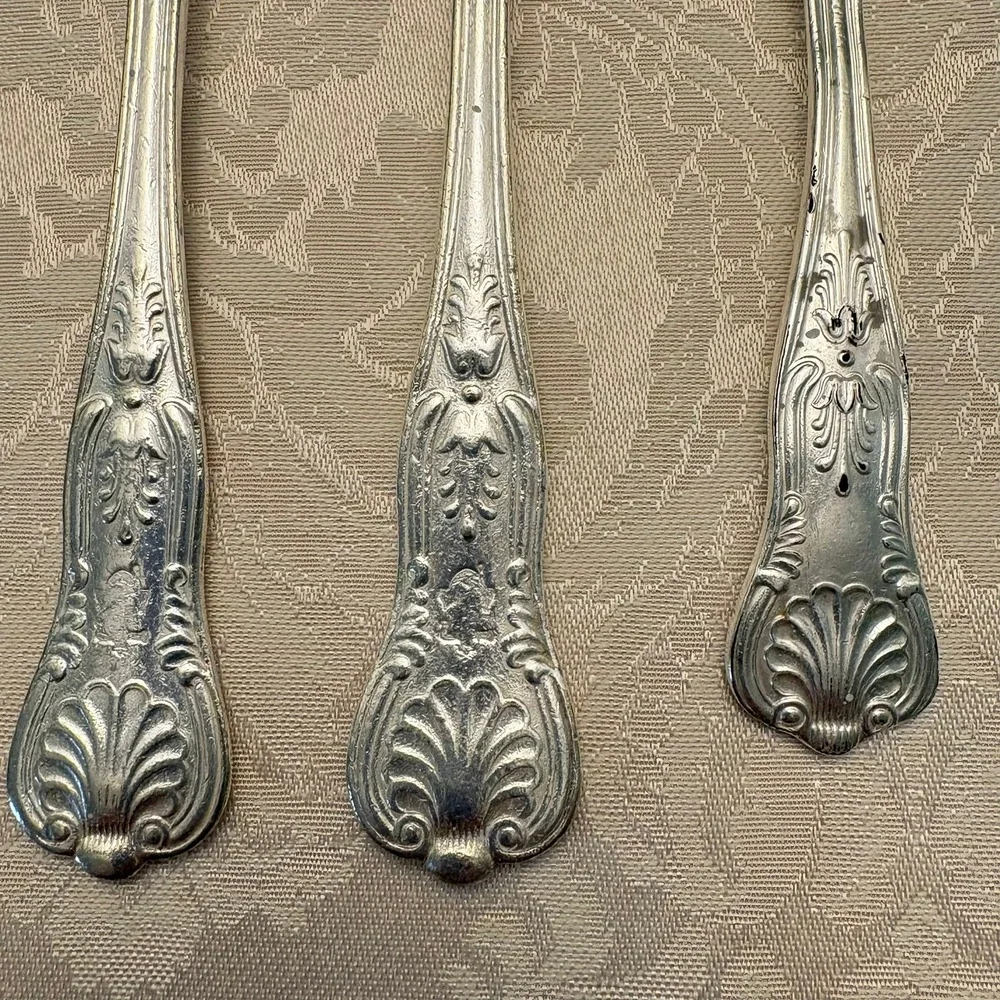WWII US Navy Officer's Mess Silverplate Flatware 6pc Kings Design USN 1940s